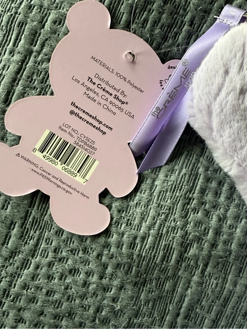 The Crème Shop Plush Teddy Moon Makeup Bag - in lavender. NWT